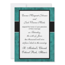 teal blue green distressed damask personalized invitation