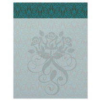 teal blue green swirl damask ornate pattern letterhead template