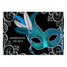 Teal Blue Masquerade Party Admission Tickets Business Card