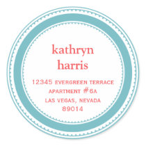 Teal blue medallion modern circle address label