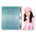 Teal Blue Photo Bat Mitzvah Invites