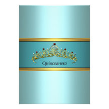 Teal Blue Princess Quinceanera Invitations