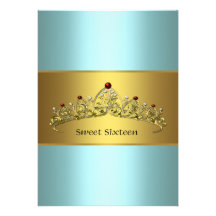 Teal Blue Princess Quinceanera Invitations