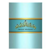 Teal Blue Princess Quinceanera Invitations