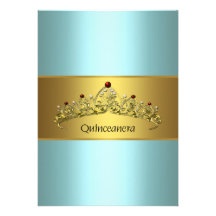 Teal Blue Princess Quinceanera Invitations