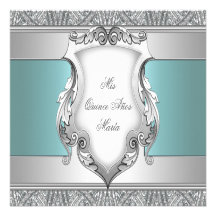 Teal Blue Quinceanera Announcement