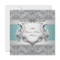 Teal Blue Quinceanera Announcement