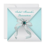 Teal Blue Quinceanera Party Invitations