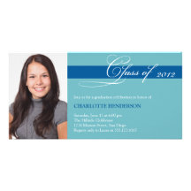 Teal blue script class of graduation announcement photo greeting card
