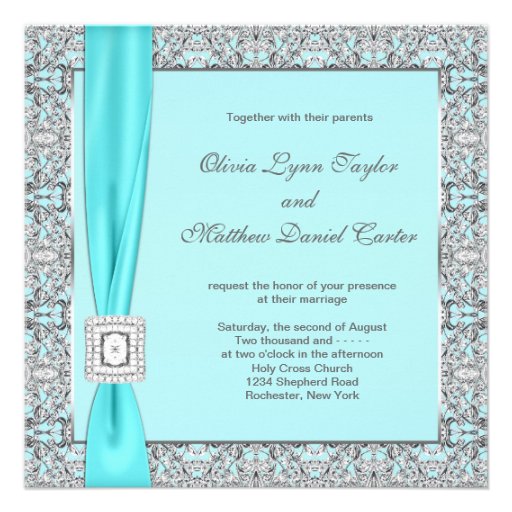wedding invitations teal blue teal blue silver wedding 5 25 quot square invitation card zazzle wedding invitations teal blue teal blue silver wedding 5 25 quot square invitation card zazzle