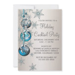 Teal Blue Snowflakes Ornaments Christmas Party Announcements