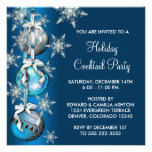Teal Blue Snowflakes Ornaments Christmas Party Invitation