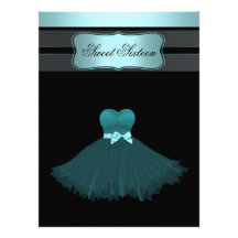 Teal Blue Sweet Sixteen Birthday Party Personalized Announcement