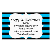 Teal Blue Turquoise and White Stripes Pattern Business Card Templates