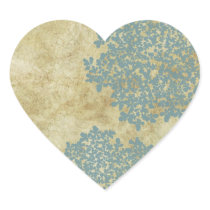 Teal Blue Vintage Floral Envelope Seal Heart Sticker