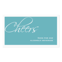 Teal blue wedding formal custom event drink ticket business cards