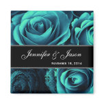 TEAL BLUE Wedding Rose Bouquet with Lace Fridge Magnet