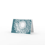 Teal Blue White Daisy Floral Notecard & Stamp