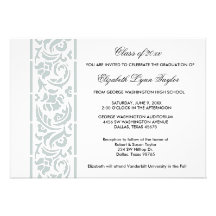 Teal Blue & White Graduation Announcement