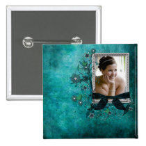 Teal blue with flowers photo template buttons