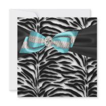 Teal Blue Zebra All Occasion Party Invitation