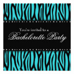 Teal Blue Zebra Diamonds Bachelorette Party Invitation