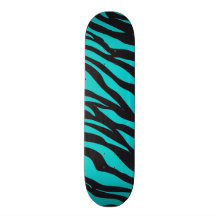 Teal Blue Zebra Stripes Wild Animal Prints Novelty Skateboard Decks