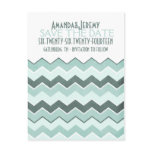 Teal Blue Zig Zag Save The Date Postcard