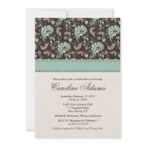 Teal Brown Bridal Shower Invitations
