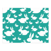 Teal Bunny Pattern postcards