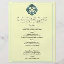 Teal Celtic Eternity Knot Wedding Menu Flyer Design