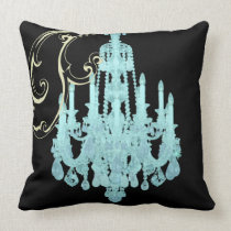 Teal Chandelier vintage paris decor Pillow pillows