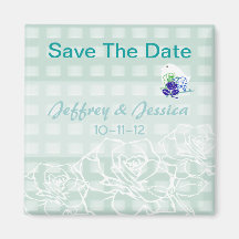 Teal Chequerboard Refrigerator Magnets