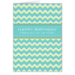 Teal Chevron Business From Group Birthday Card