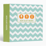 Teal chevron modern utensils personalized recipe binder