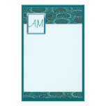 Teal Circle Stationary Customized Stationery