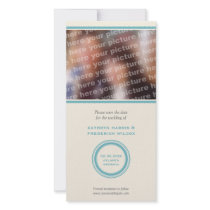 Teal circle wedding save the date announcement