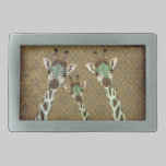 Teal & Copper Giraffes Damask Belt Buckle belt buckles