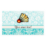 Teal Damask Badminton Business Cards