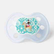 Teal Damask Equestrian Baby Pacifier