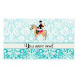 Teal Damask Equestrian Business Cards