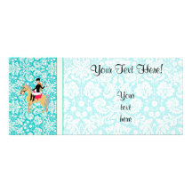 Teal Damask Equestrian Custom Rack Card