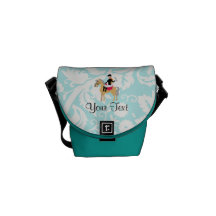 Teal Damask Equestrian Messenger Bags
