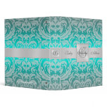 Teal Damask Monogrammed Baby Album Binder