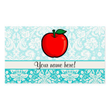 Teal Damask Pattern Apple Business Card Template
