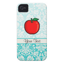 Teal Damask Pattern Apple iPhone 4 Case