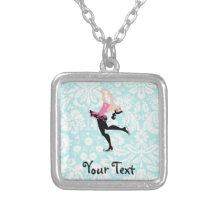 Teal Damask Pattern Ice Skating