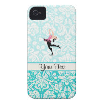 Teal Damask Pattern Ice Skating