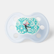 Teal Damask Pattern Ice Skating Baby Pacifiers