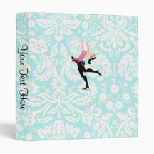 Teal Damask Pattern Ice Skating Binder